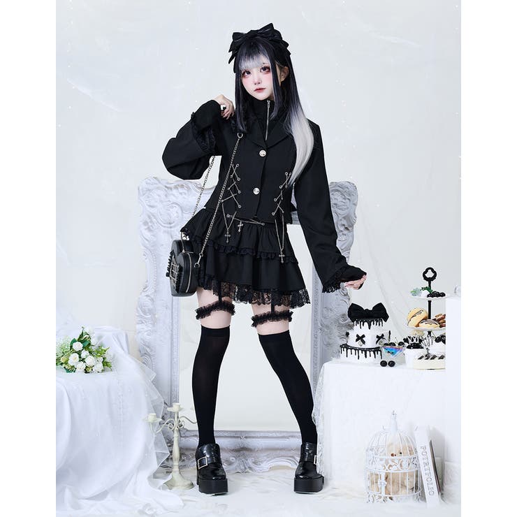 ililil イルイルイル フリルガーター付きフレアスカート ilililおめかし地雷ちゃんフリルガーター付きフレアスカート 全1色