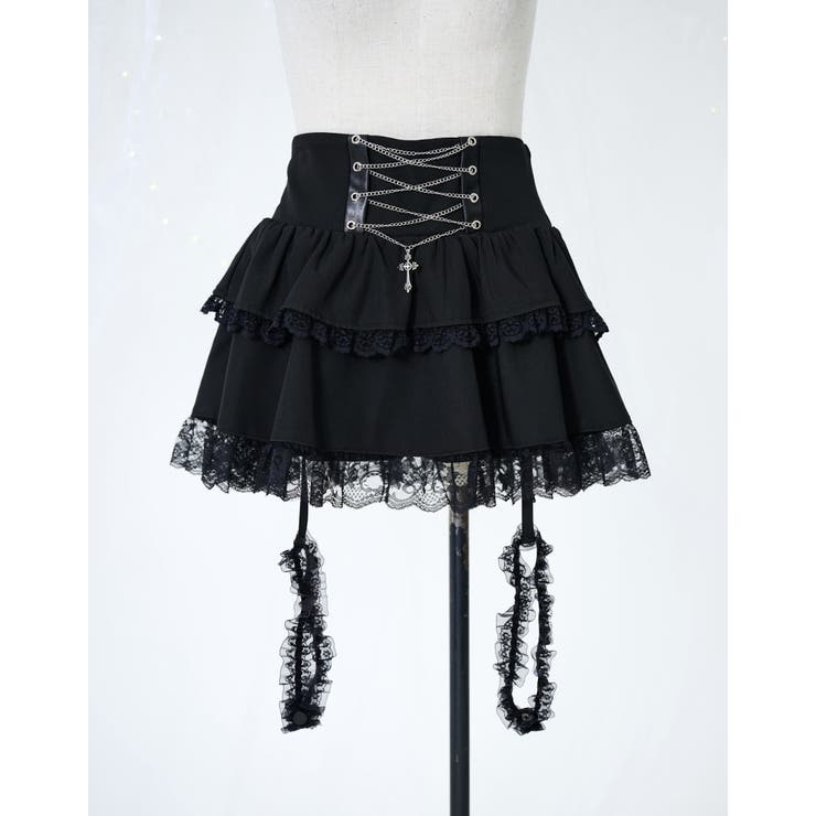 ilililおめかし地雷ちゃんフリルガーター付きフレアスカート 全1