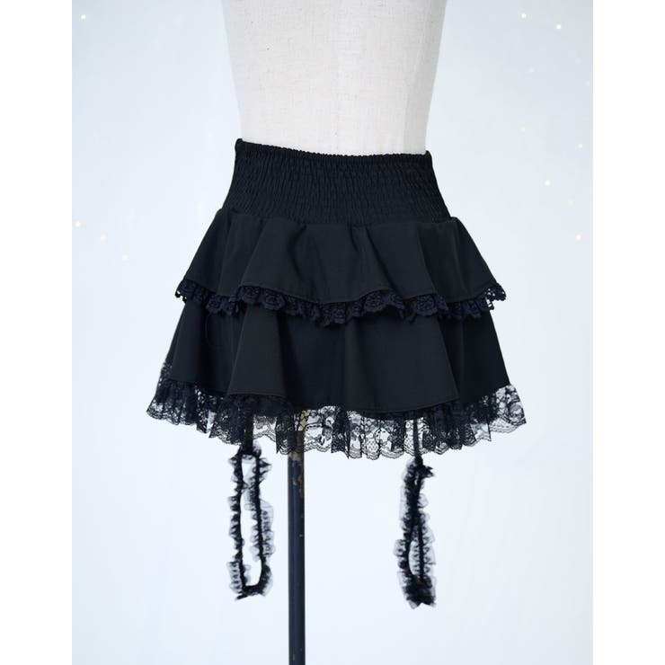 ililil イルイルイル フリルガーター付きフレアスカート ililil【イルイルイル】おめかし地雷ちゃんフリルガーター付きフレア