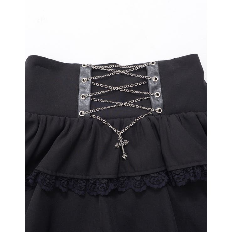 ililil イルイルイル フリルガーター付きフレアスカート ililil【イルイルイル】おめかし地雷ちゃんフリルガーター付きフレア