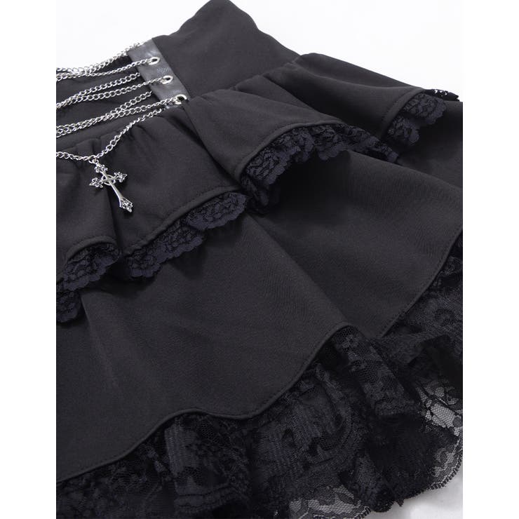 ililil イルイルイル フリルガーター付きフレアスカート ililil イルイルイル フリルガーター付きフレアスカート