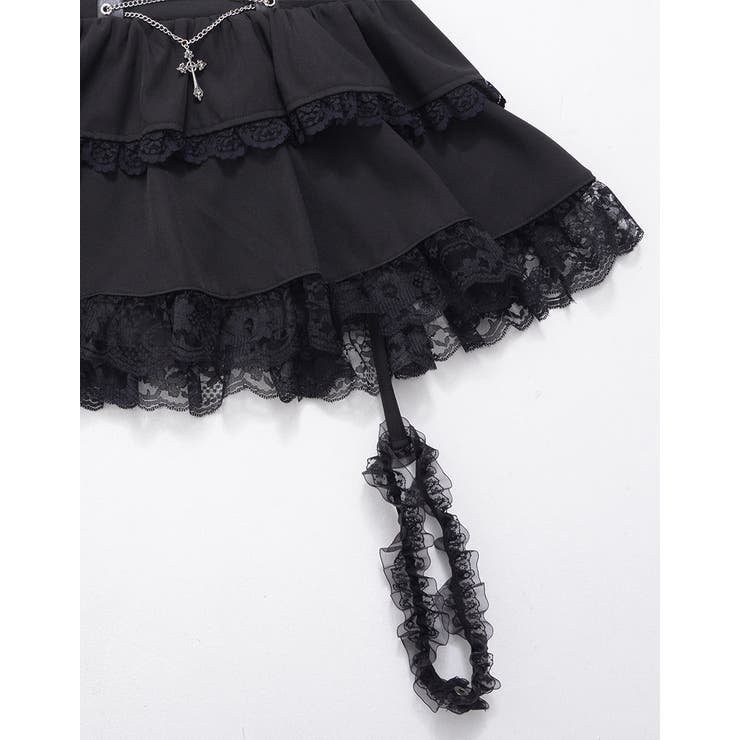 ilililおめかし地雷ちゃんフリルガーター付きフレアスカート 全1色