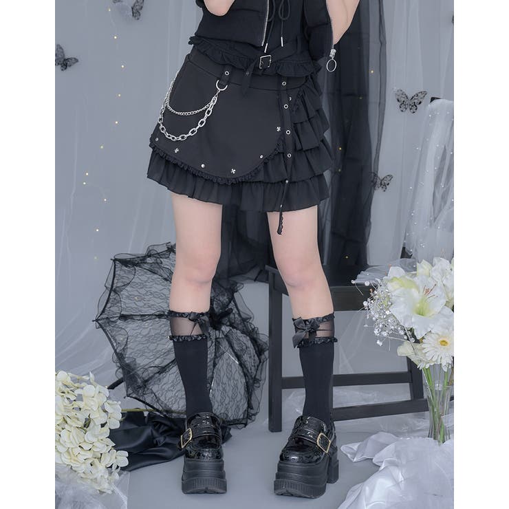 地雷ちゃんの病みかわチェーン付きフリルスカート～恋と沼の狭間～ 全1色 | ililil | 詳細画像4 