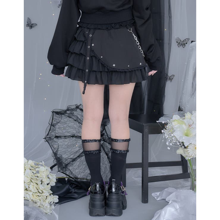 地雷ちゃんの病みかわチェーン付きフリルスカート～恋と沼の狭間～ 全1色 | ililil | 詳細画像5 