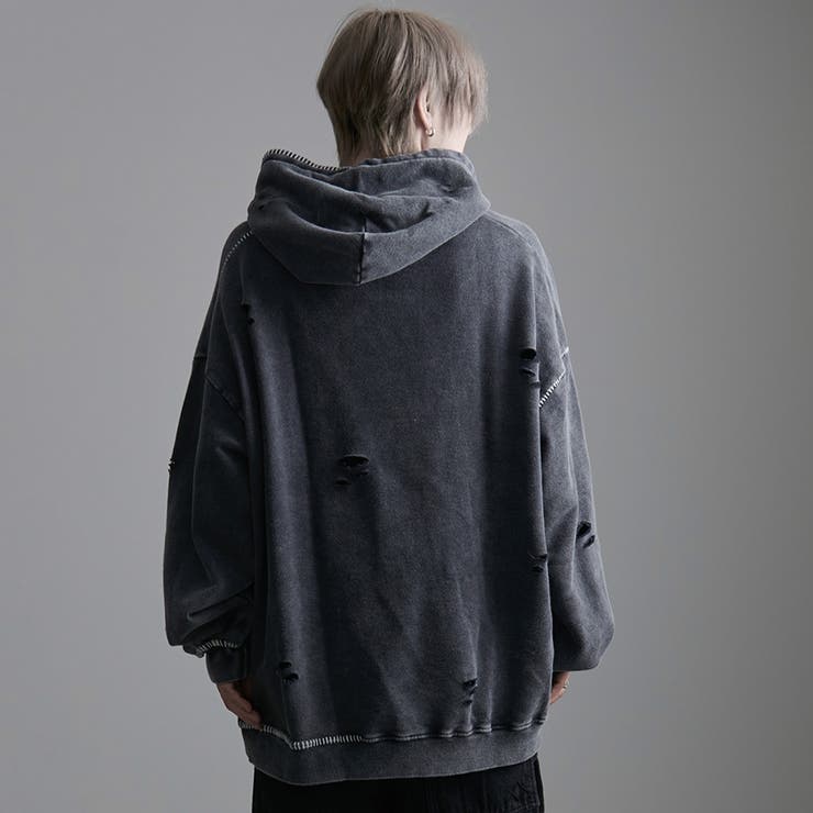 ililil【イルイルイル】lost your heartクラッシュ加工パーカー[品番