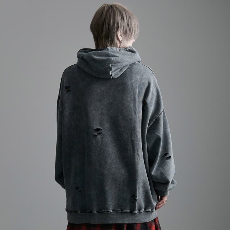 ililil【イルイルイル】lost your heartクラッシュ加工パーカー[品番