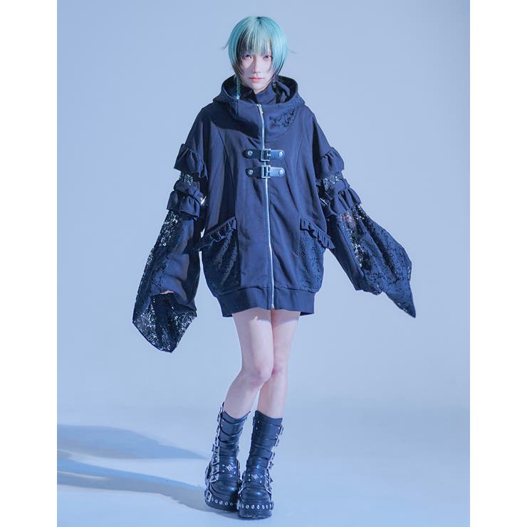 ililil イルイルイル フリルパーカー ilililふわふわの嘘で包んだ天使のレースフリルパーカー 全2色