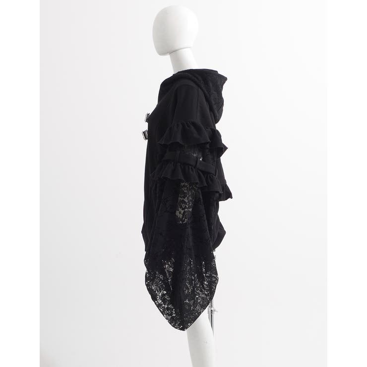 ilililふわふわの嘘で包んだ天使のレースフリルパーカー 全2色 ジップ