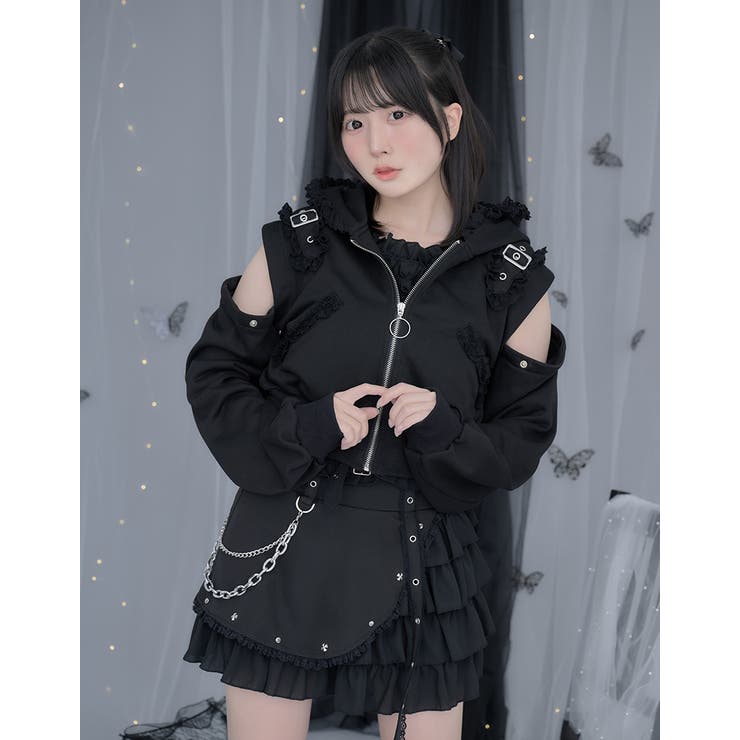 ilililサイバージャージパーカー ブラック サブカル　地雷系 ilililサイバージャージパーカー ブラック サブカル 地雷系