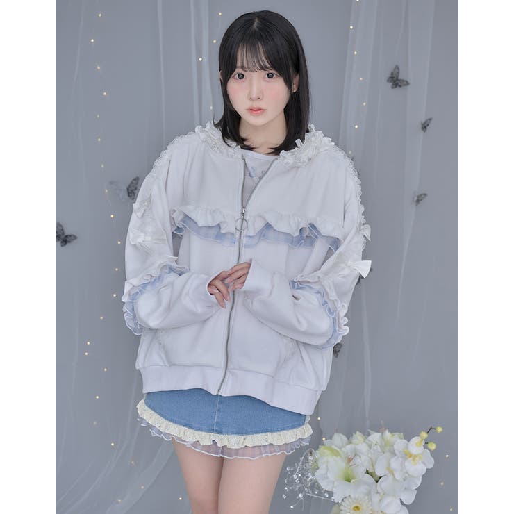 ililil イルイルイル フリルパーカー ililil【イルイルイル】生クリームフリルのバブみ全開パーカー/全2色