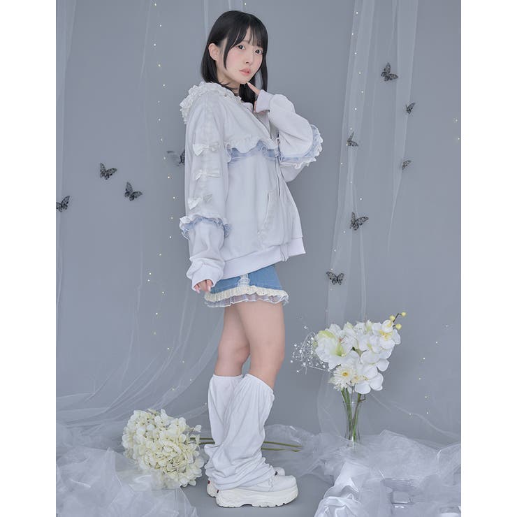 ililil イルイルイル フリルパーカー ililil【イルイルイル】生クリームフリルのバブみ全開パーカー/全2色