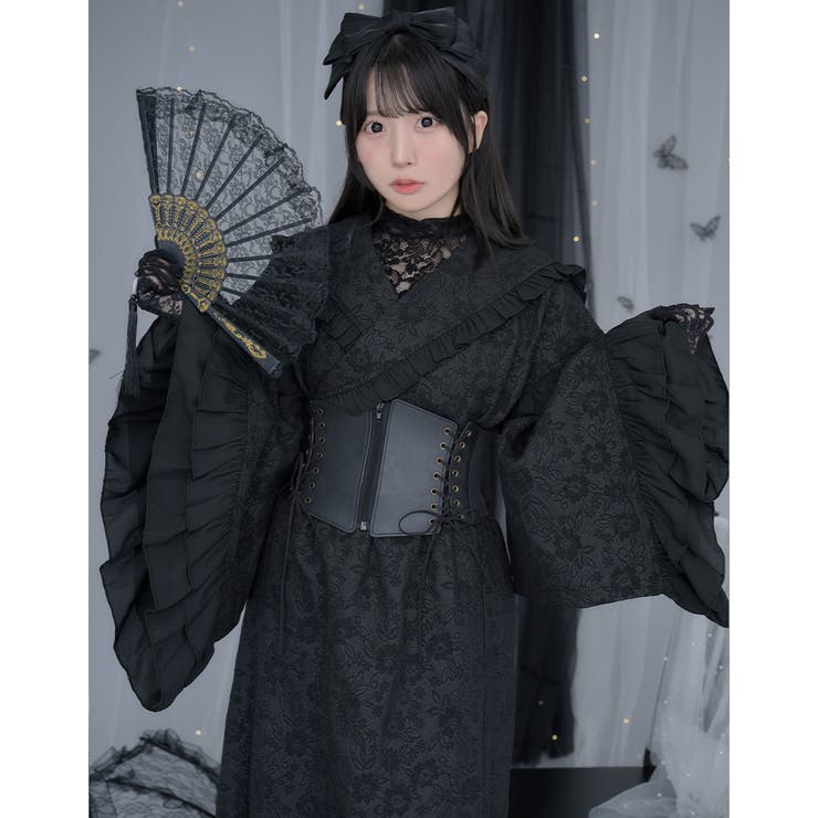 浴衣 Ｒちゃん着用 作り帯 ヘアアクセ 扇子 4点セット 即日発送可能 ililil セットアップ 「ililil/イルイルイル」「たおやか地雷
