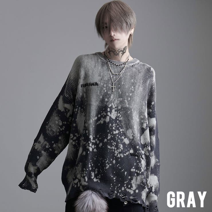 ililil【イルイルイル】venomクラッシュ加工ニット 全3色 メンズ[品番