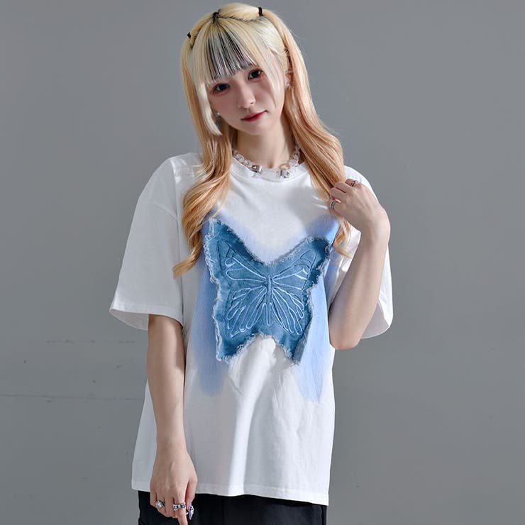 izBLACK【イズブラック】フリンジデニムパッチバタフライTシャツ 全2色 T… | ililil | 詳細画像2 