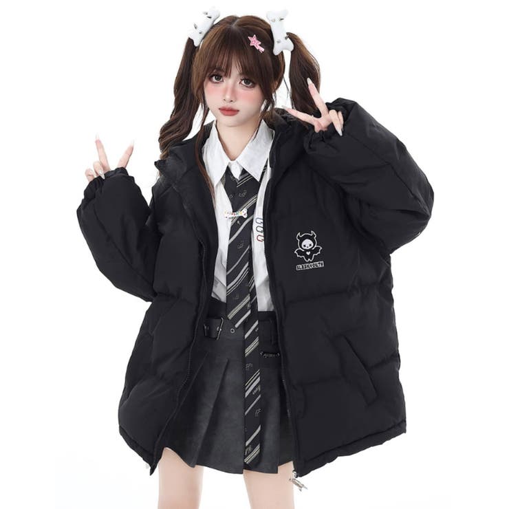 NOVESSELツノフード付きデビルデザイン中綿ジャケット 全1色