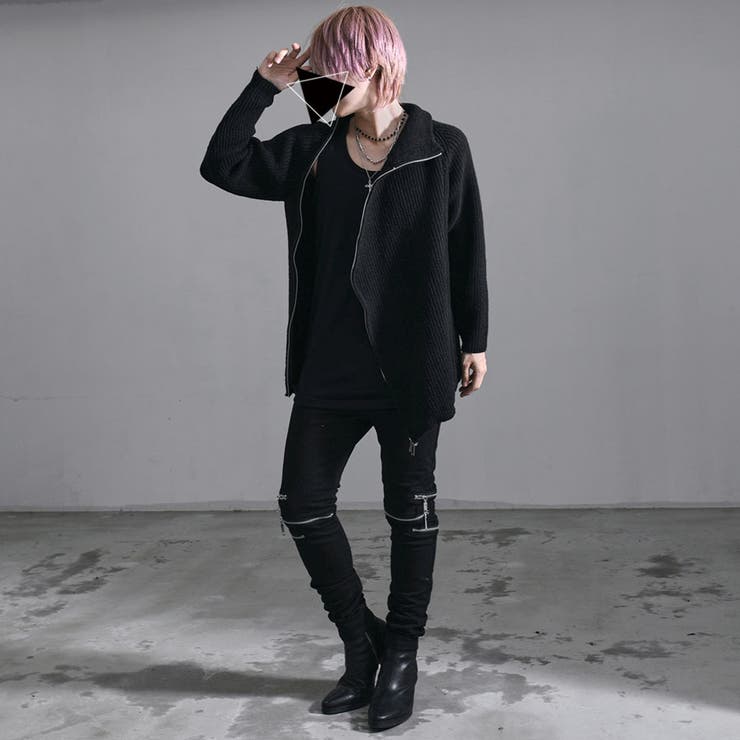 NOVESSEL2WAY変形ZIPデザインハイネックニット 全1色 メンズ