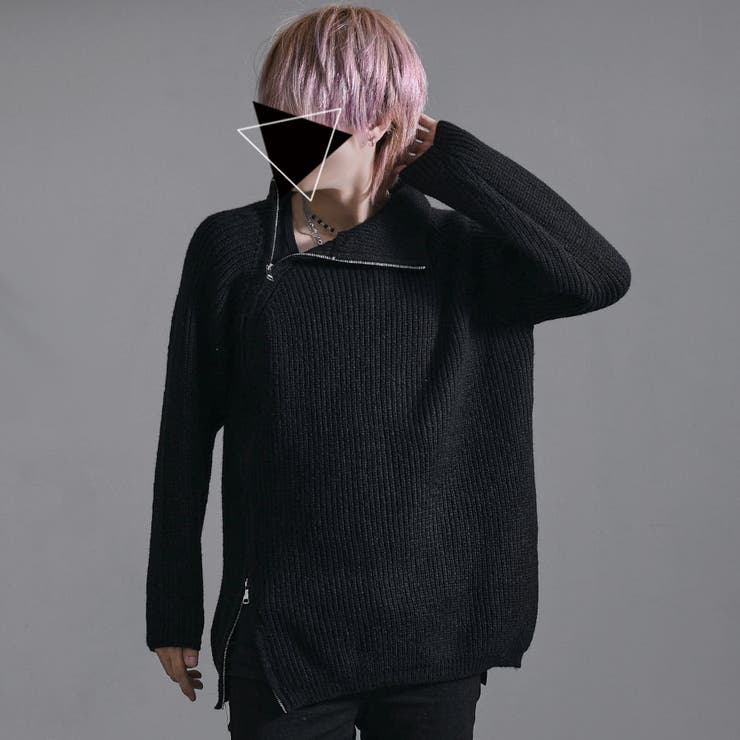 NOVESSEL2WAY変形ZIPデザインハイネックニット 全1色 メンズ