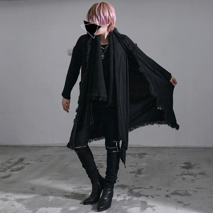 NOVESSELマフラー付きフリンジニットカーディガン 全1色 メンズ | ililil | 詳細画像2 