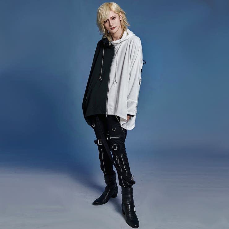 NOVESSELバッククロスレースアップポンチョジップパーカー 全2色