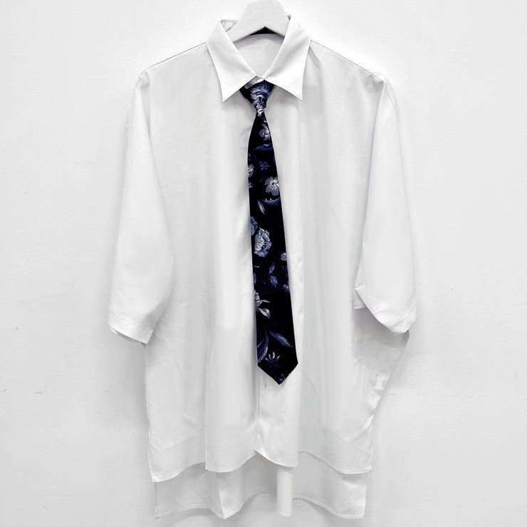 名作　MILKBOY　GOSSIP NEWSシャツ　超希少　ネクタイ付き　総柄 ワイシャツ 総柄 ネイビー ジャカード ｜STYLE WORKS（スタイル