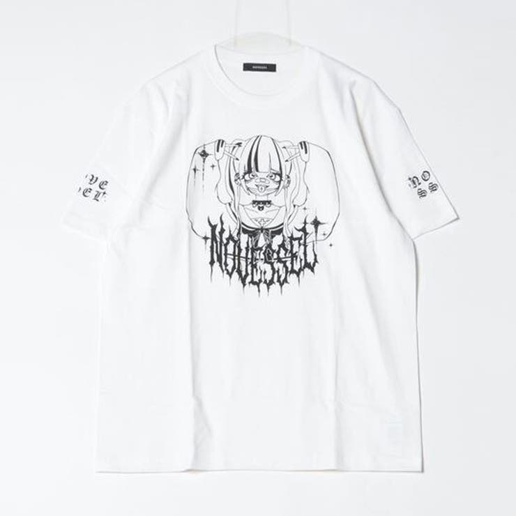 NOVESSELマスク地雷イラストプリント半袖Tシャツ 全2色 ティーシャツ