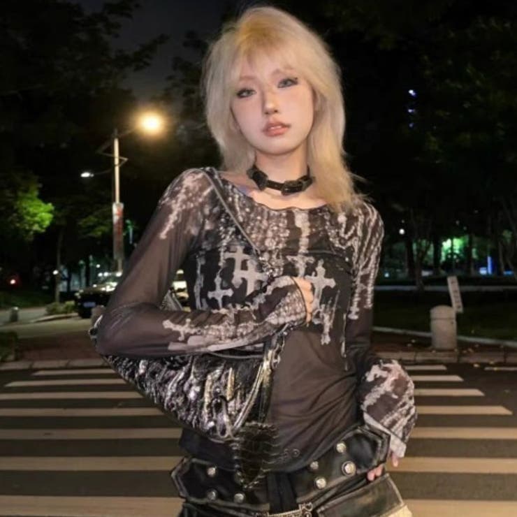 NOVESSELクロス柄シアースキン長袖カットソー 全1色 長袖カットソー | ililil | 詳細画像3 