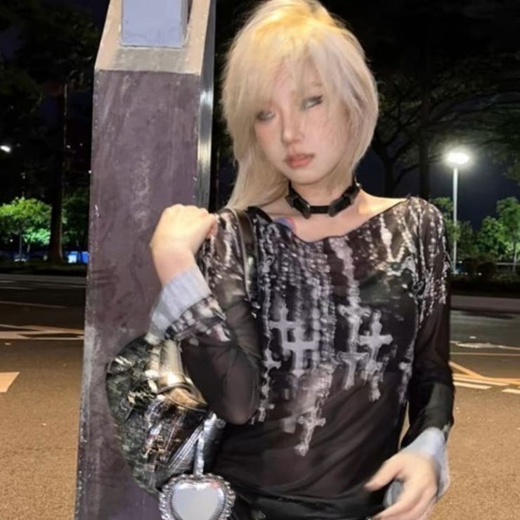 NOVESSELクロス柄シアースキン長袖カットソー 全1色 長袖カットソー | ililil | 詳細画像4 