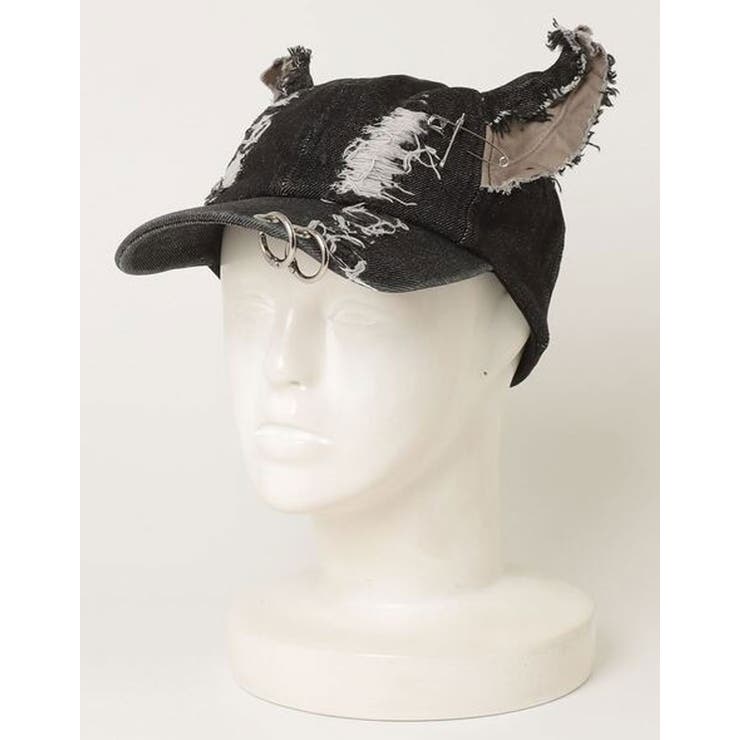 【希少.美品】d.i.a. キャップ　109 ギャル　ダメージ加工 NOVESSEL耳付きダメージデニムキャップ 全1色 ブラック[品番