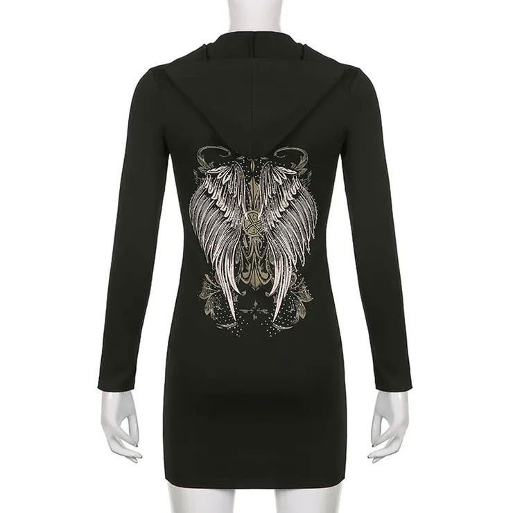 NOVESSELフード付きプリントジップアップ長袖カットソー 全1色 ロンT | ililil | 詳細画像8 