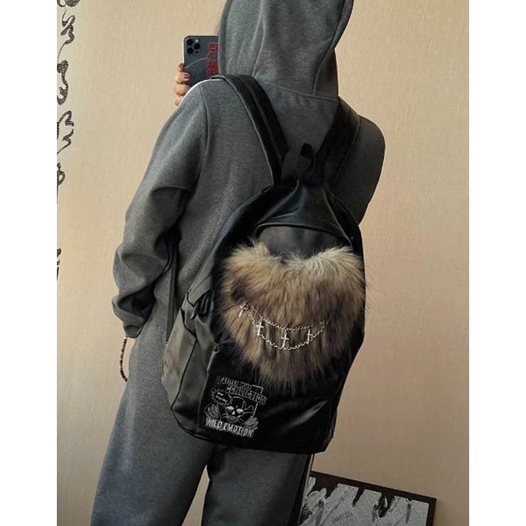 NOVESSEL【ノベセル】ファー付きレザーライクリュック 全1色 バッグパック | ililil | 詳細画像2 