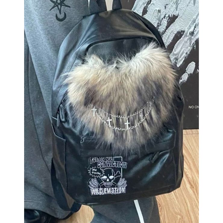 NOVESSEL【ノベセル】ファー付きレザーライクリュック 全1色 バッグパック | ililil | 詳細画像5 