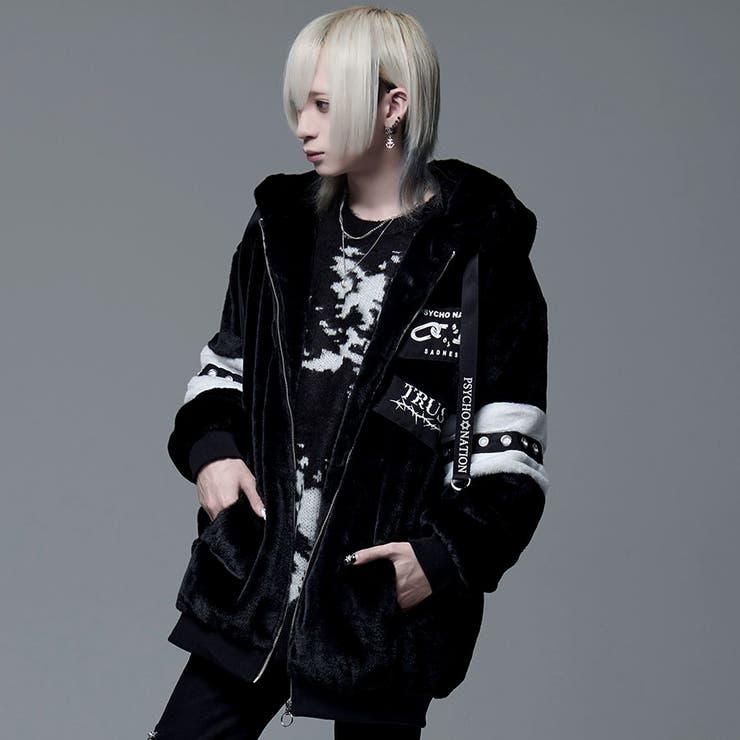 PSYCHO NATIONパーカー白黒サイズ46 PSYCHO NATIONサイコアイコンワッペンファーパーカー 全1色[品番