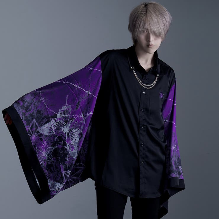 CV SelectPSYCHO NATIONキモノスリーブチェーンデザインシャツ