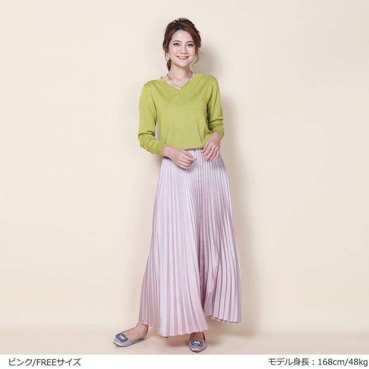 韓国ファッション プリーツスカート ロング[品番：WH000003860 ...