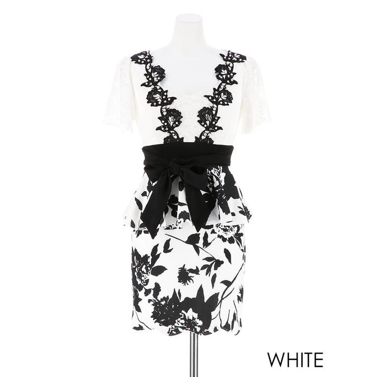 フラワープリントレースフレアタイトミニドレス | Dazzy | 詳細画像12 