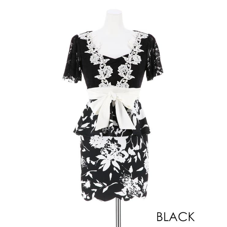 フラワープリントレースフレアタイトミニドレス | Dazzy | 詳細画像13 