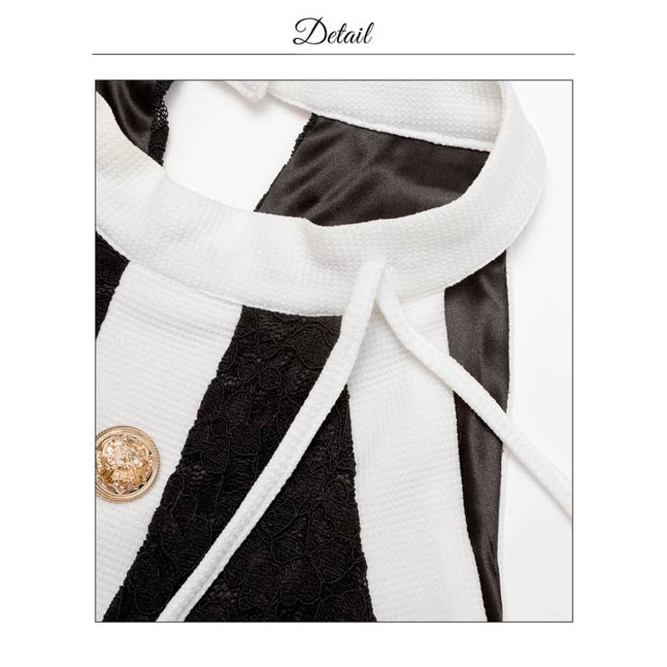 [韓国キャバドレス]SEXYバイカラーラインアメスリレースゴールドボタンタイトミ… | Dazzy | 詳細画像20 