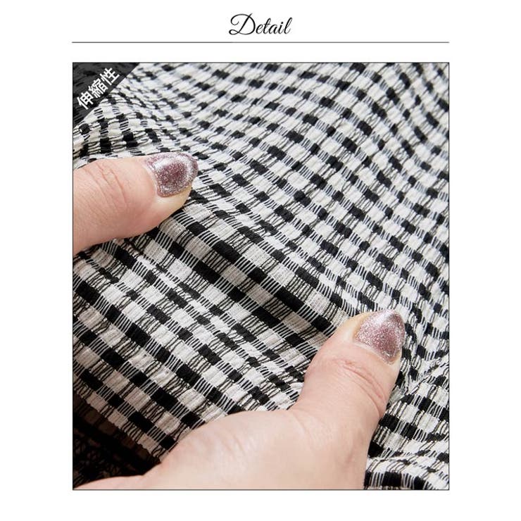 [韓国キャバドレス]ギンガムチェック肩見せオフショルレースパフスリーブタイトミニ… | Dazzy | 詳細画像22 