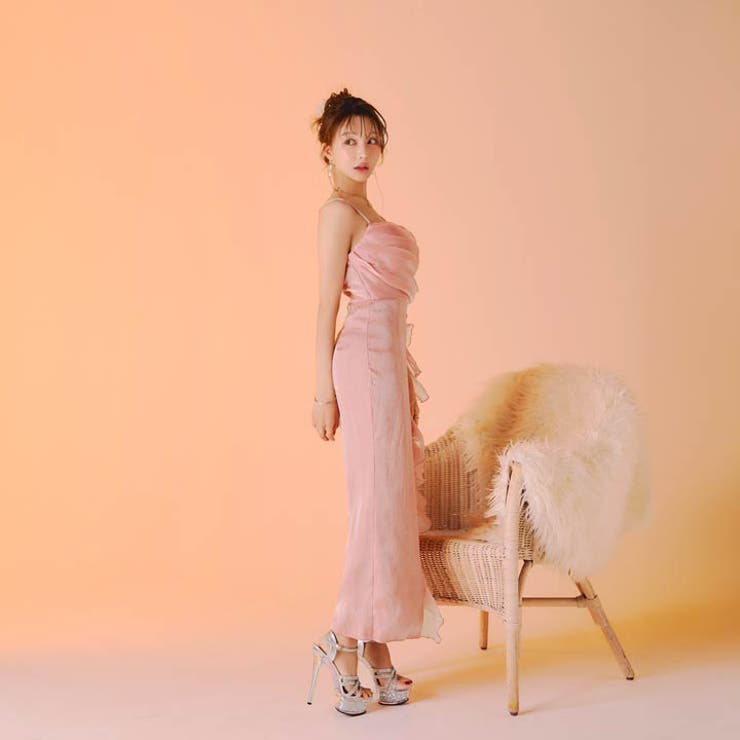 [桜井みづき着用 小さめサイズ]美脚魅せスリット入りサイドドレープ×ジョーゼット… | Dazzy | 詳細画像24 