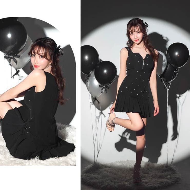 [桜井みづき着用]谷間ジップ×ビジューで小悪魔的あざとさ♪上品プリーツAラインミ… | Dazzy | 詳細画像28 