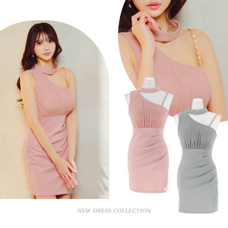 大人SEXY肌魅せワンショルチェーンウエストギャザータイトミニ丈キャバドレス[S… | Dazzy | 詳細画像33 