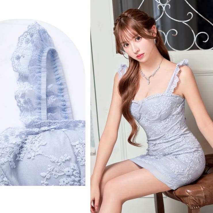 大人上品フラワー刺繍キャミソールフリルタイトミニ丈キャバドレス[SML 3サイズ… | Dazzy | 詳細画像21 