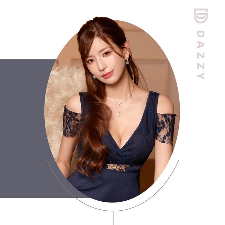 美谷間魅せと透け袖が色っぽいオフショルAラインミニ丈キャバドレス[SML 3サイ… | Dazzy | 詳細画像23 