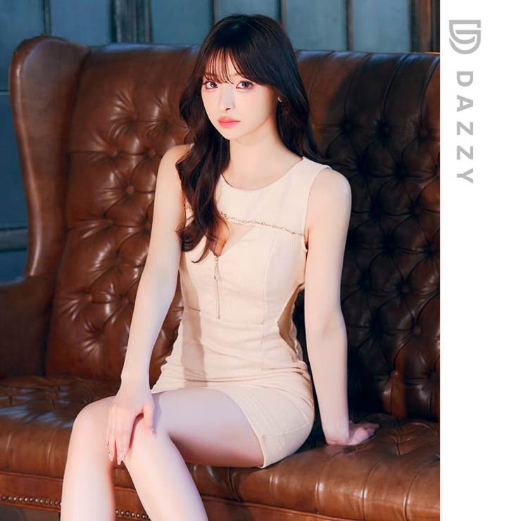 美谷間デコルテビジュー×ウエストシアーのファスナー付きツイードミニ丈キャバドレス… | Dazzy | 詳細画像26 