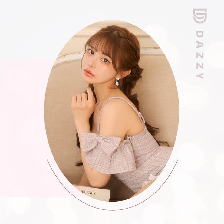 あざと可愛いチェックツイード♪谷間魅せジップのオフショルタイトミニ丈キャバドレス… | Dazzy | 詳細画像30 