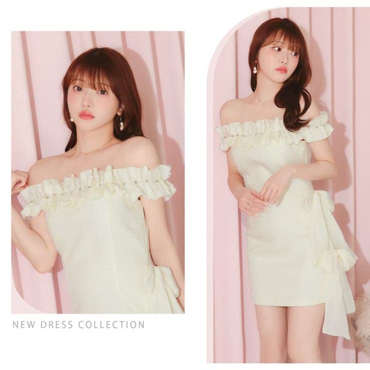 華やか顔魅せフリル×存在感与えるサイドリボンのワンショルタイトミニ丈キャバドレス… | Dazzy | 詳細画像28 