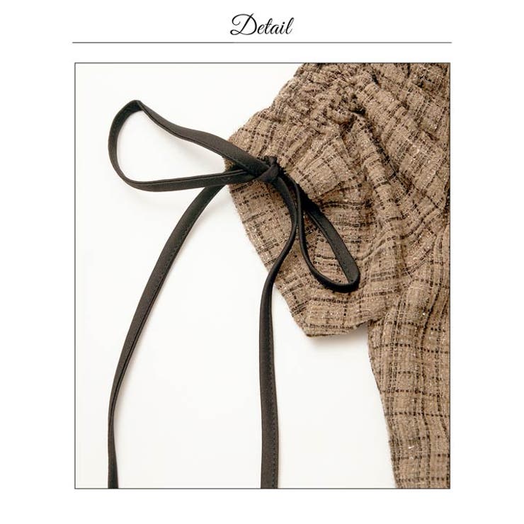 [伊藤桃々着用]上品チェックツイードにパールボタンが高級感 袖リボンタイトミニ丈… | Dazzy | 詳細画像20 