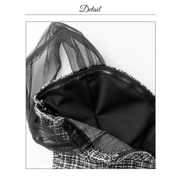 谷間魅せ×脚長効果♪ビジューボタンが煌めくシアーノースリーブタイトミニ丈キャバド… | Dazzy | 詳細画像24 