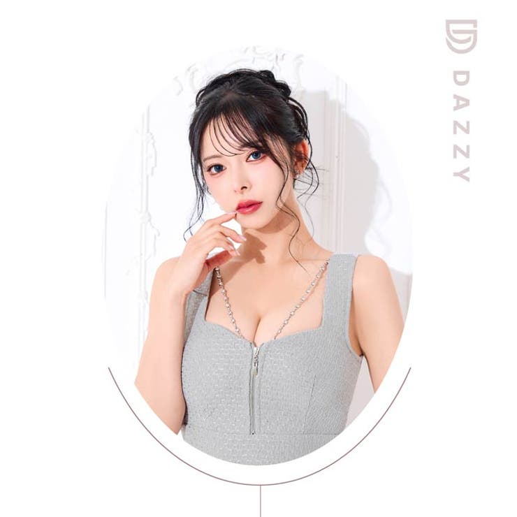 ビジューでデコルテ飾るツイードAラインミニ丈キャバドレス[XS~M 3サイズ展開… | Dazzy | 詳細画像22 