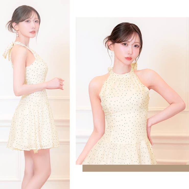 トレンドの私服風デザイン♪ドット柄フレアAラインミニ丈キャバドレス[XS~M 3… | Dazzy | 詳細画像20 